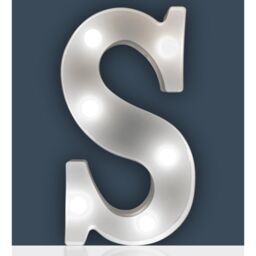 mysmartbuy Battery Powered 3D Letter S LED Light - Freestanding or Wall Mounted Alphabet Lighting Home or Party Decoration - H22 x W14 x D3cm in White - thumbnail 2