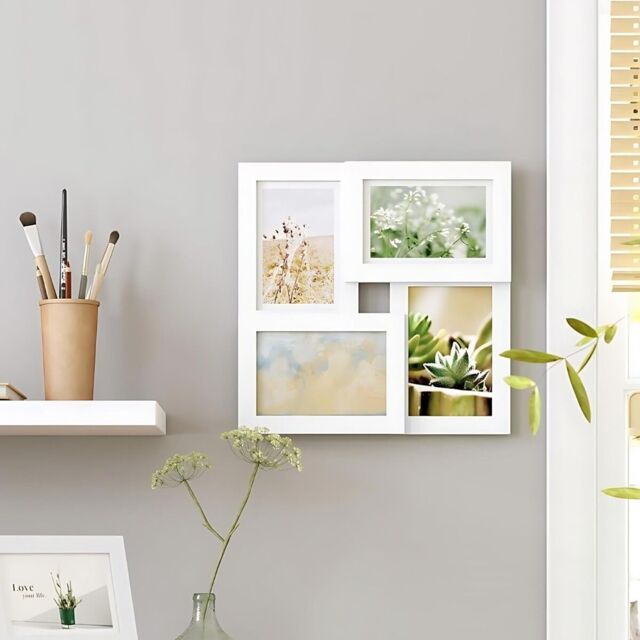 SONGMICS Multi Picture Wall Frame Set 4 Photo Display Gallery Collage in White - image 1