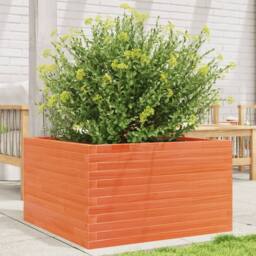 Berkfield Home Garden Planter Wax Brown 80x80x45.5 cm Solid Wood Pine - thumbnail 2
