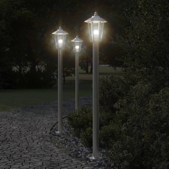 Berkfield Home Outdoor Floor Lamp Silver 120 cm Stainless Steel - image 1