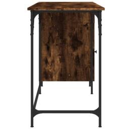 Berkfield Home Decorative Computer Desk Smoked Oak 131x48x75 cm Engineered Wood in Brown - Size: 131 x 48 x 75 cm - thumbnail 6