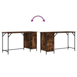Berkfield Home Decorative Computer Desk Smoked Oak 131x48x75 cm Engineered Wood in Brown - Size: 131 x 48 x 75 cm - thumbnail 9