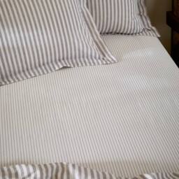 Yard Hebden Narrow Stripe 100% Cotton Fitted Sheet in Taupe - Size: King Fitted - thumbnail 1