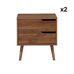 sweeek Pair of walnut bedside tables with wood effect in Dark Brown - thumbnail 9