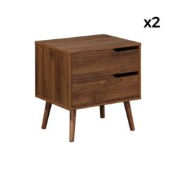 sweeek Pair of walnut bedside tables with wood effect in Dark Brown - thumbnail 8