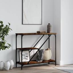 Berkfield Home Decorative Console Table Smoked Oak 88.5x30x75 cm Engineered Wood in Brown - thumbnail 2
