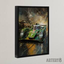 "Artery8 Futuristic Motorsport Car Racing Framed Canvas Wall Art Print in Green - Size: W18"" x H24""" - thumbnail 2
