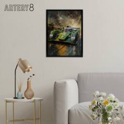"Artery8 Futuristic Motorsport Car Racing Framed Canvas Wall Art Print in Green - Size: W18"" x H24""" - thumbnail 3