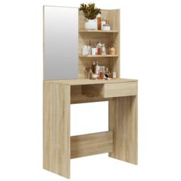 Berkfield Home Dressing Table with Mirror Sonoma Oak 74.5x40x141 cm in Brown - thumbnail 4