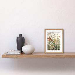 "Artery8 Wall Art Print Wildflowers Vintage Watercolour Painting Red White Daisy Flowers Spring Field Artwork Framed 9X7 Inch - Size: W7"" x H9""" - thumbnail 2
