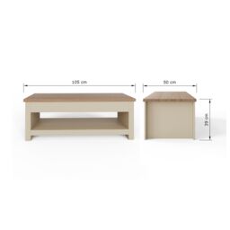 GFW Lancaster Lift Up Coffee Table in Cream - thumbnail 9