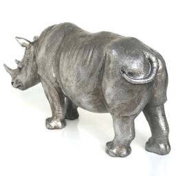 Animal Crackers Rhino Figurine, Antique Silver Effect Finish, Length 26cm - thumbnail 5