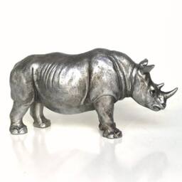 Animal Crackers Rhino Figurine, Antique Silver Effect Finish, Length 26cm - thumbnail 4