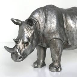 Animal Crackers Rhino Figurine, Antique Silver Effect Finish, Length 26cm - thumbnail 3