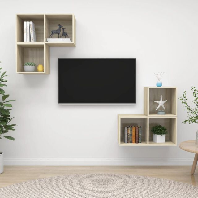 Berkfield Home 4 Piece TV Cabinet Set Sonoma Oak Engineered Wood in Brown - image 1