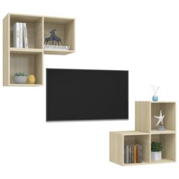 Berkfield Home 4 Piece TV Cabinet Set Sonoma Oak Engineered Wood in Brown - thumbnail 3