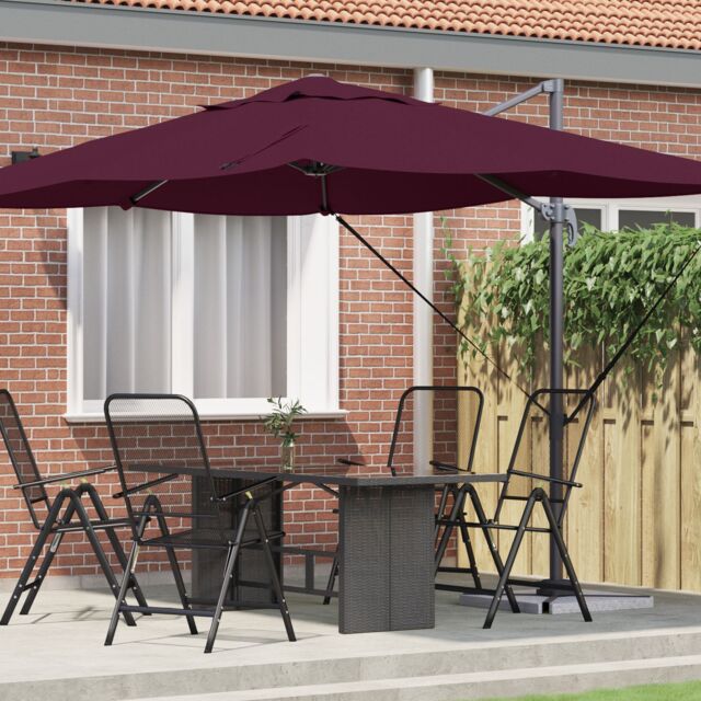 Berkfield Home Cantilever Umbrella Bordeaux Red Polyester, Steel Large - image 1