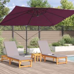 Berkfield Home Cantilever Umbrella Bordeaux Red Polyester, Steel Large - thumbnail 4