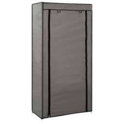 Berkfield Home Shoe Cabinet with Cover Grey 58x28x106 cm Fabric - Size: 58 x 28 x 106 cm - thumbnail 2