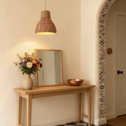 Living and Home Handmade Rattan Pendant Light Natural Woven Ceiling Lamp in Pink - thumbnail 8