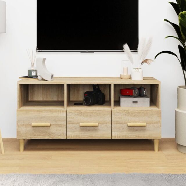 Berkfield Home TV Cabinet Sonoma Oak 102x36x50 cm Engineered Wood in Brown - Size: 102 x 36 x 50 cm - image 1