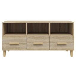 Berkfield Home TV Cabinet Sonoma Oak 102x36x50 cm Engineered Wood in Brown - Size: 102 x 36 x 50 cm - thumbnail 6