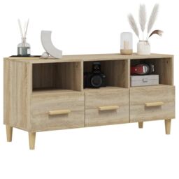 Berkfield Home TV Cabinet Sonoma Oak 102x36x50 cm Engineered Wood in Brown - Size: 102 x 36 x 50 cm - thumbnail 4