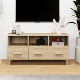 Berkfield Home TV Cabinet Sonoma Oak 102x36x50 cm Engineered Wood in Brown - Size: 102 x 36 x 50 cm - thumbnail 1