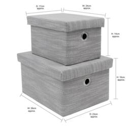 JVL Serena Lidded Rectangular Storage Baskets - Set of 2 in Light Grey - thumbnail 8