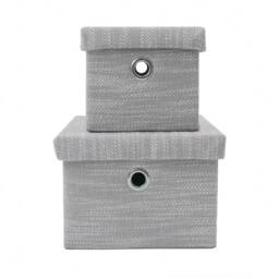 JVL Serena Lidded Rectangular Storage Baskets - Set of 2 in Light Grey - thumbnail 3