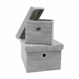 JVL Serena Lidded Rectangular Storage Baskets - Set of 2 in Light Grey - thumbnail 4