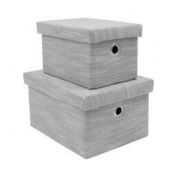 JVL Serena Lidded Rectangular Storage Baskets - Set of 2 in Light Grey - thumbnail 1