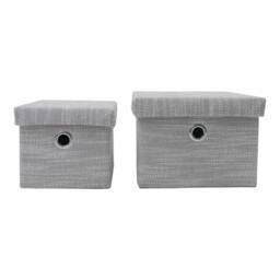 JVL Serena Lidded Rectangular Storage Baskets - Set of 2 in Light Grey - thumbnail 2