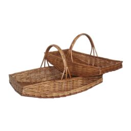 Red Hamper Wicker Garden Basket Garden Trug Set of 2 in Brown