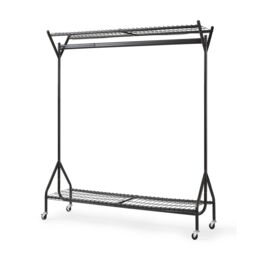 House of Home Clothing Rail Heavy Duty Hanging Clothes Shoe Hat Rack Shelves With Wheels 4ft x 5ft in Black - thumbnail 3