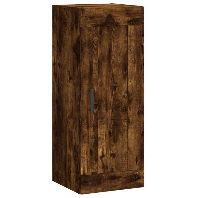 Berkfield Home Wall Mounted Cabinet Smoked Oak 34.5x34x90 cm Engineered Wood in Brown - image 1