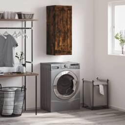 Berkfield Home Wall Mounted Cabinet Smoked Oak 34.5x34x90 cm Engineered Wood in Brown - thumbnail 2