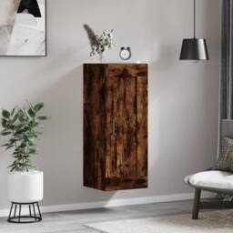 Berkfield Home Wall Mounted Cabinet Smoked Oak 34.5x34x90 cm Engineered Wood in Brown - thumbnail 3