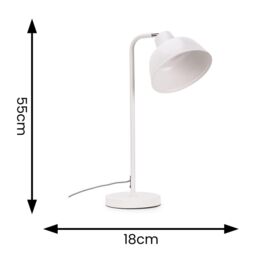 ValueLights Morris Retro Dome Metal Desk Office Table Lamp Light with LED Bulb in White - thumbnail 6