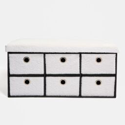 OHS Storage Cube Unit 6 Draw Ottoman Space Saving Chest Shoe Boucle Organiser in White - thumbnail 5