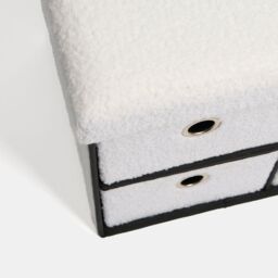 OHS Storage Cube Unit 6 Draw Ottoman Space Saving Chest Shoe Boucle Organiser in White - thumbnail 6