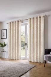New Edge Blinds Azalea Marbeled Eyelet Curtains in Natural - Size: 168 cm width x 137 cm drop - thumbnail 2
