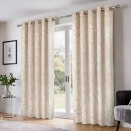 New Edge Blinds Azalea Marbeled Eyelet Curtains in Natural - Size: 168 cm width x 137 cm drop - thumbnail 3