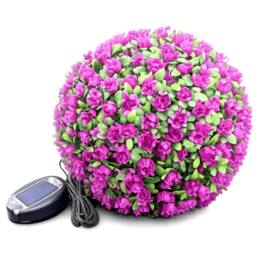 FLAVORA Purple 28cm Solar Topiary Ball with 20 LED Flower Lights - thumbnail 2