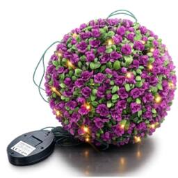FLAVORA Purple 28cm Solar Topiary Ball with 20 LED Flower Lights - thumbnail 4