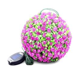 FLAVORA Purple 28cm Solar Topiary Ball with 20 LED Flower Lights - thumbnail 5