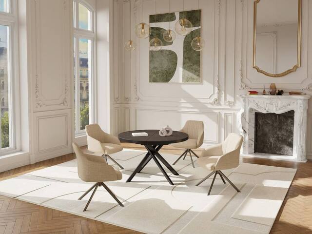 Vente-unique Extendable Dining Table for 4 To 6 People In Ceramic, MDF & Metal in Grey - image 1