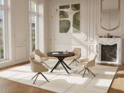 Vente-unique Extendable Dining Table for 4 To 6 People In Ceramic, MDF & Metal in Grey - thumbnail 3