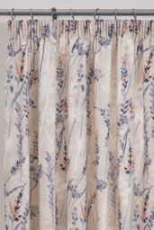 Dreams & Drapes 'Wild Stems' Pair of Pencil Pleat Curtains With Tie-Backs in Blue - Size: 168 cm width x 183 cm drop - thumbnail 2