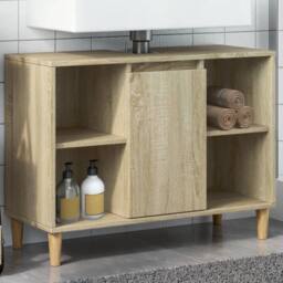 Berkfield Home Bathroom Cabinet Sonoma Oak 80x33x60 cm Engineered Wood in Light Brown - Size: 80 x 33 x 60 cm - thumbnail 2